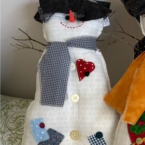 Handmade Snowman Plush with Scarf and Buttons